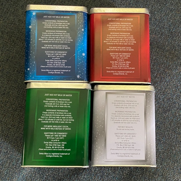 Fun!🎄 Swiss Miss ❄️ Hot Cocoa Christmas Tins ⭐️ Empty ⭐️ Lot of 4 Collectibles - Picture 5 of 13